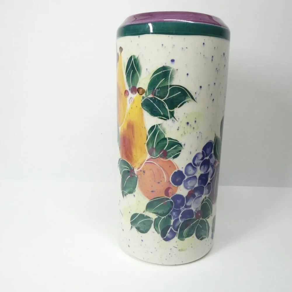 Backsplash White Salmon WA Art Pottery Julie Ueland Utensil Jar 2002 Fruit